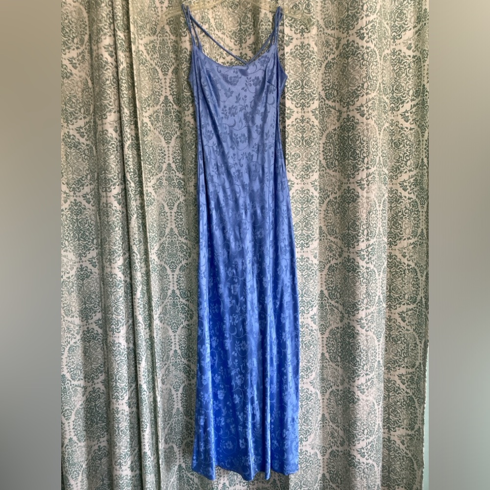 Steppin Out y2k Women/Junior's Vtg. Blue Floral Spaghetti Dress 3/4